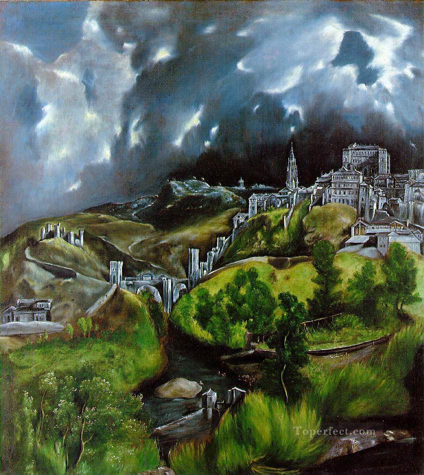 View of Toledo Mannerism Spanish Renaissance El Greco Mountain Oil Paintings